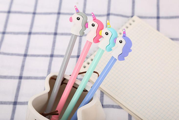 0.5mm 4 Colors Black Ink Girl Heart Cute Creative Cartoon Unicorn Student Writing Gel Pen Office School Stationery