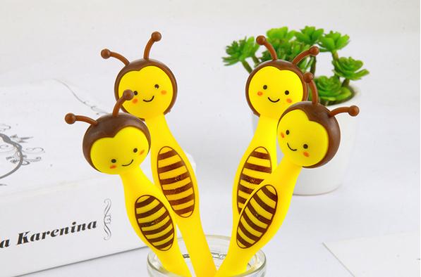 Best selling gel pens free shipping Student cute cartoon bee full needle tube neutral pen black pen403