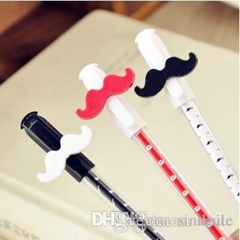 Wholesale-3pcs1lot South Korean cute beard black pen 0.38mm Girl Gel Ink Pen / Ball Point Gel Pen, Cute Stationery Promotional Gift