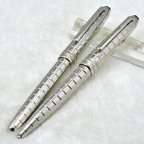 classic 163 Silver Checkerboard ballpoint pen / Roller ball pen with star office stationery luxury Writing ball pens Gift