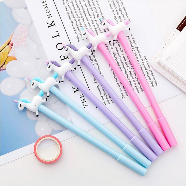 gel ink pen kit stationery cartoon cute school supply multi colors unique unicorn design 0.38mm pen point