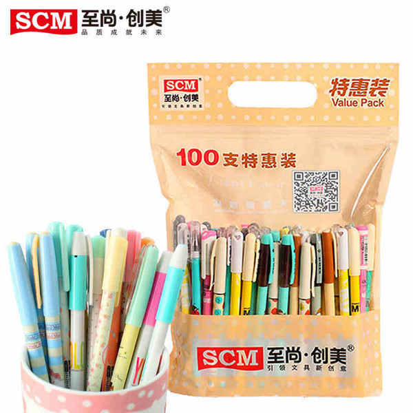 Free shipping 100pcs/lot SCM Korea Creative Company Stationery Gel Pen Mix 0.35 0.38 0.5 Pens Supplies Wholesale