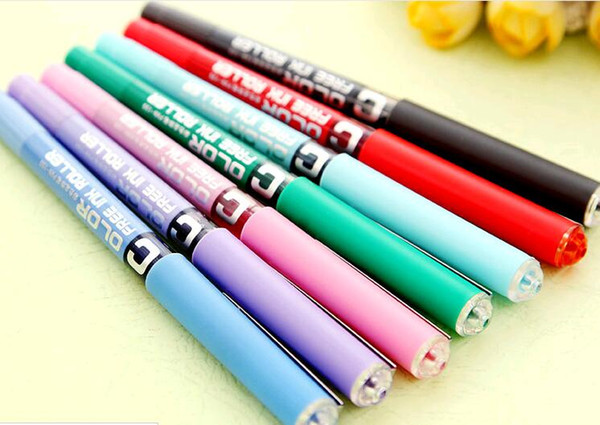 Factory Wholesale 13.5cm Long Direct Liquid Colored Ball Pen Plastic Material with A Neutral Gel Ink Pen 0.38mm 168pcs/lot GP029