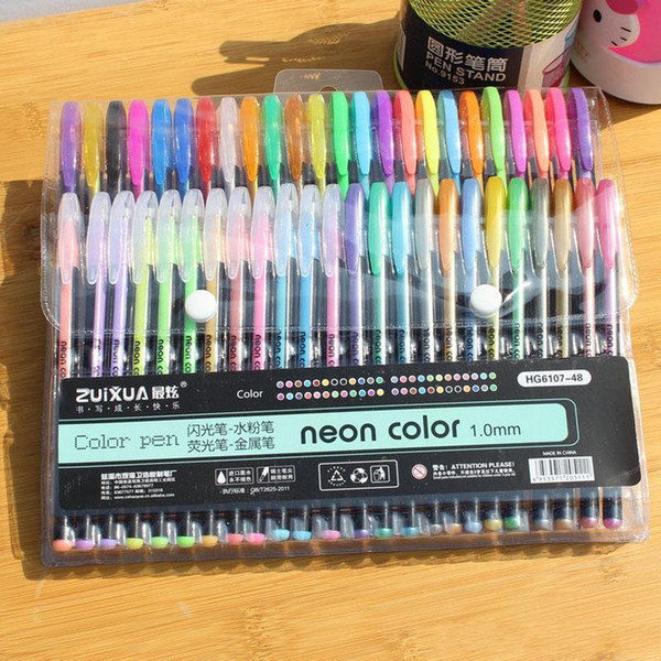 DHL 48pcs HOT Gel Pens or Gel Refills Rollerball Pastel Neon Glitter Pen Drawing Color Pen Christmas student Study Gift