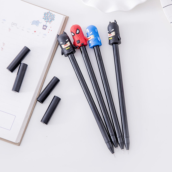 gel ink pen kit stationery cartoon cool handsome hero rollerpoint pen school supply unique heroic figure design 0.38mm pen point