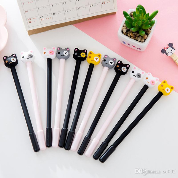 Cute Kitten Gel Pens Cartoon Plastic Neutral Pen Black Students Stationery Rewards Gifts Multi Colors Office Supplies 0 75dc ii