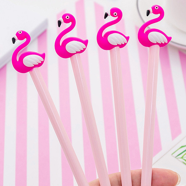 36 pcs/lot Flamingo Gel Pens Cartoon 0.38 mm Black Ink signature pen School office Writing supplies Stationery gift escolar