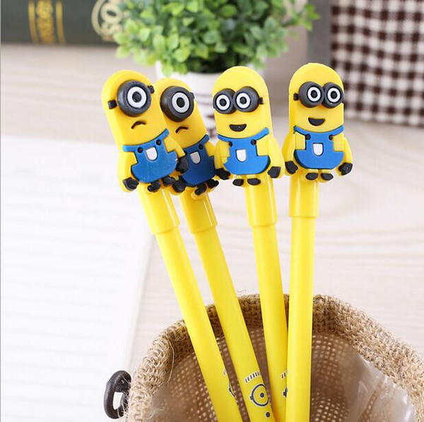 Free shipping Cute Minions Cartoon Plastic Silicone Gel Pens for Children Student Writting School Gift