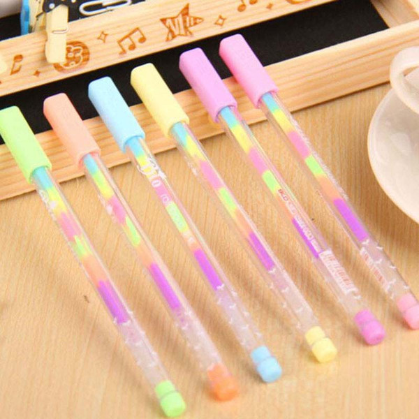 Fashion 20pcs/lot 6 in 1 Colorful Gel Pens Cute Pens For Writing Stationery School Supplies Papelaria Pen Free Shipping Gift Pen