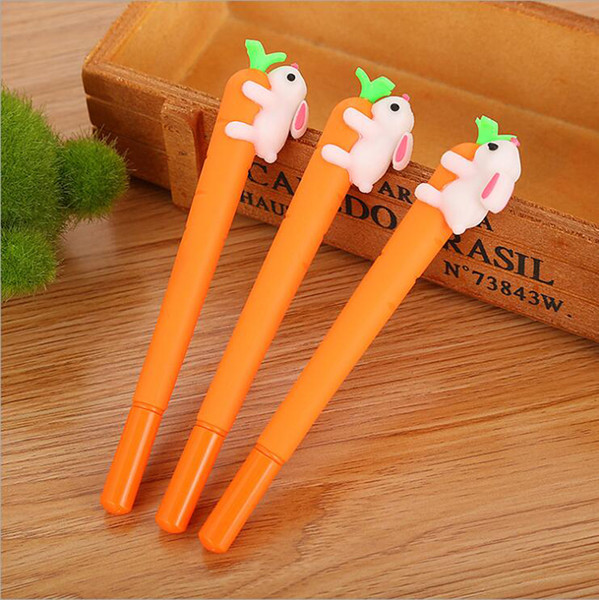 gel pen kid stationery cartoon 0.5mm Cute Cartoon Creative White Rabbit Love Carrot Students Black Neutral Pen Office Signature