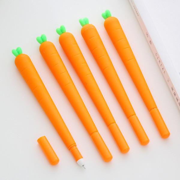 Hot Creative Cartoon Carrot Water Based Gel Pens Black Refill Neutral Pen Orange Plastic Stationery Favor Small Gifts