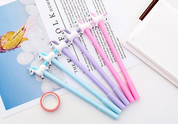 gel ink pen kit stationery cartoon cute school supply multi colors unique unicorn design 0.38mm pen point