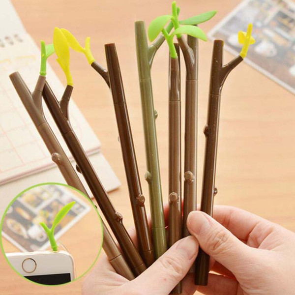 10 pcs/Lot Gel Pens New Arrival School Supplies Dust Plug Neutral Pen Plant Shape Writing Pens Wholesale Office Decorations Pen