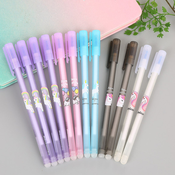 2pc Kawaii Unicorn Erasable Pen 0.38mm Blue/Black Ink Cute Pen Magic Gel Papeterie Student Stationery Office School Supplies