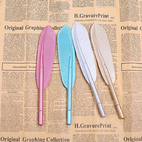 Korean Style Simple Feather Pen Retro Styling Gel Pens Feather Pen Creative Office Signature Pen H0055-1