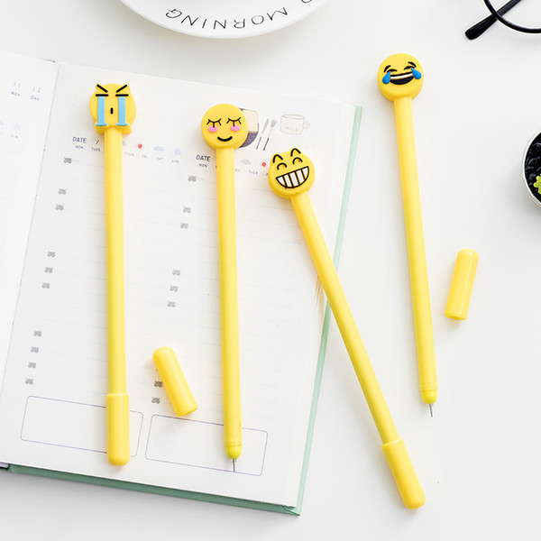 Plastic Neutral Pen Cute Yellow Smiling Face Emoji Gel Pens Student Stationery Articles Many Styles 0 6dc C R