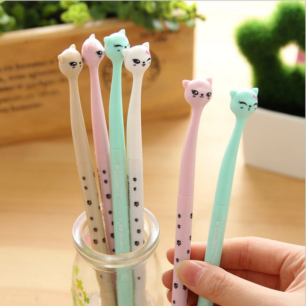 12styles Cute Cat Black Gel Pens Kawaii Stationery Pens Material Escolar School Office Supplies Fashion Cute Gift Decorations Pen 10pcs/lot