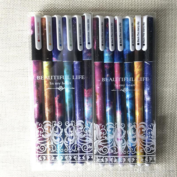 Wholesale-6 pcs/lot pen papelaria caneta escritorio canetas lapices stationary kawaii gel pens caneta colorida kalem star school tools