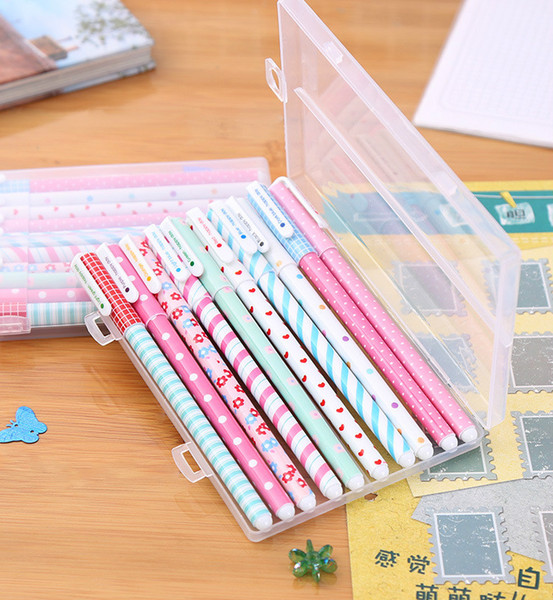 10pcs/PVC Box Lovely Floral Colorful Gel Pens Student Notebook Pen Signature Drawing Pens Office Stationery Diary Hand Account Writing Tools