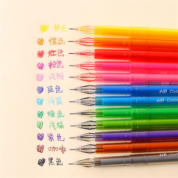 12 Colors/lot Color Pen Korean Creative Stationery Core Drilling Stone Color Neutral Pen 0.5 Mm Office Stationery