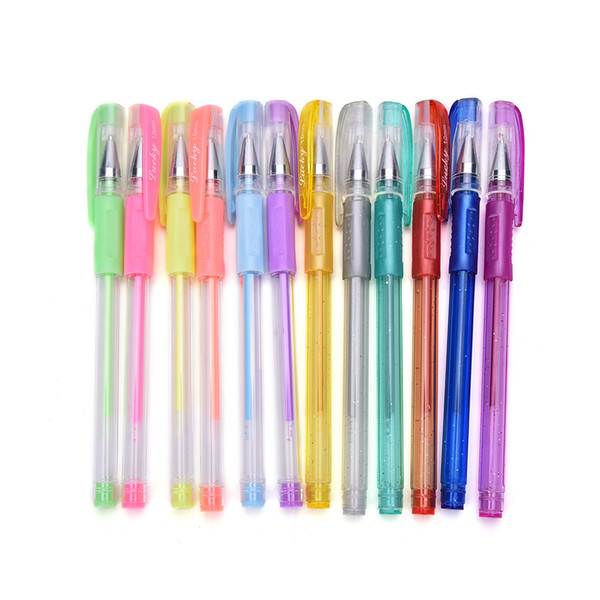 12PCS/Set Gel Pens set Color gel pens Glitter Metallic For Coloring Kids Sketching Painting Drawing