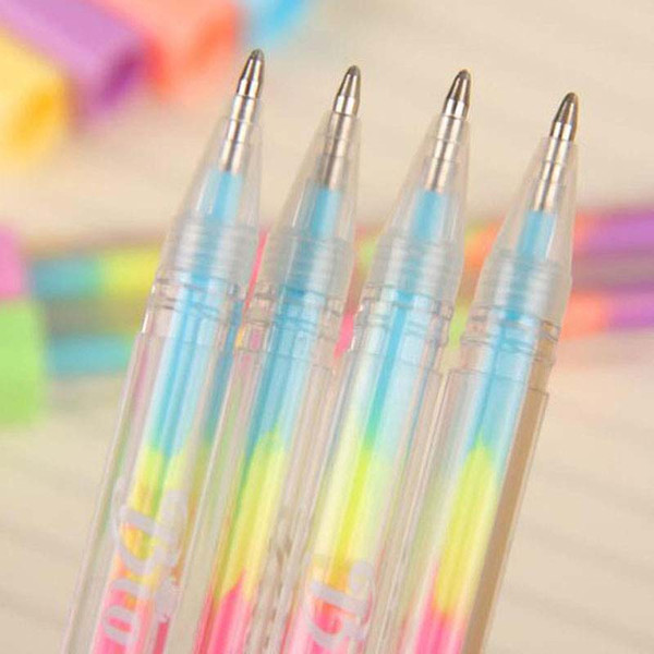 20pcs/lot 6 in 1 Colorful Gel Pens Marker Pens Ball Point Pen School Office Supplies Papelaria