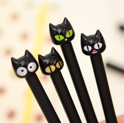 Wholesale Cute Kawaii Black Cat Gel Pen Cartoon Plastic Gel Pens For Writing Office School Supplies Korean Stationery