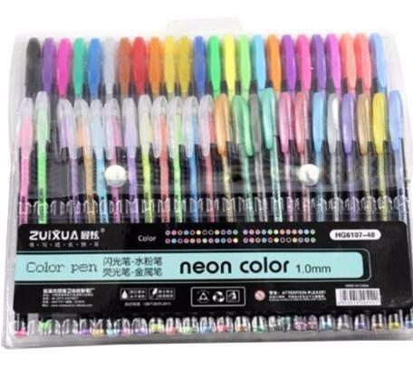 48 Gel Pens set Color gel pens Glitter Metallic pens Good gift For Coloring Kids Painting Drawing