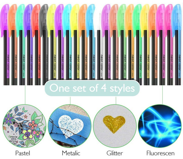 48Colors Gel Pens Set &Refills Rollerball Pastel Neon Glitter Sketch Drawing Color Pen Markers Marker Manga School Stationery