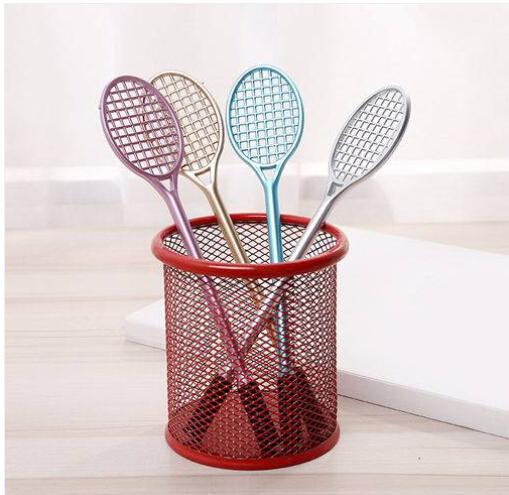 2019 Free shipping Wholesales 4pcs Tennis Racket Shape Ink Gel Pen Office School Writing Stationary Supplies