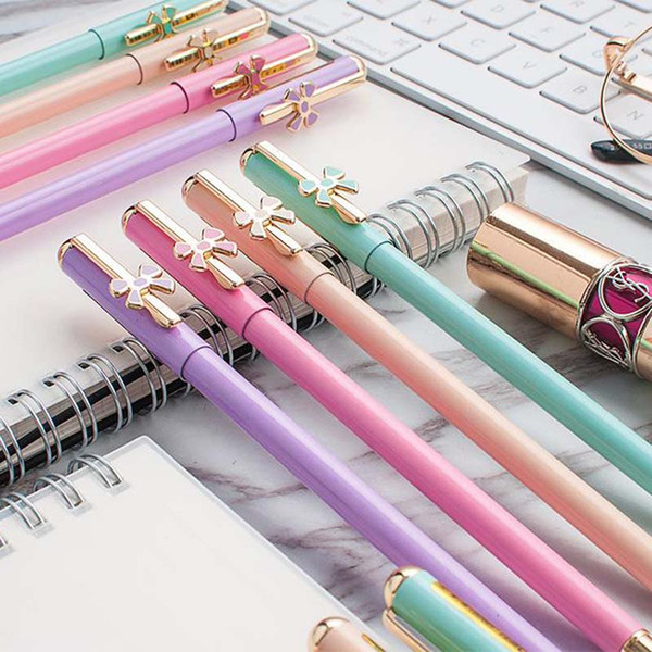 Wholesale metal series gel pen 0.5mm Candy color style pens Office accessories School girl gift stationery supplies