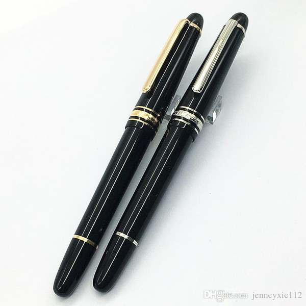 MB Luxury High Quality Best Design 145 Sliver Clip and Pure Black roller Pen With Logo Office Stationery Luxury Brand Business Writing Gif