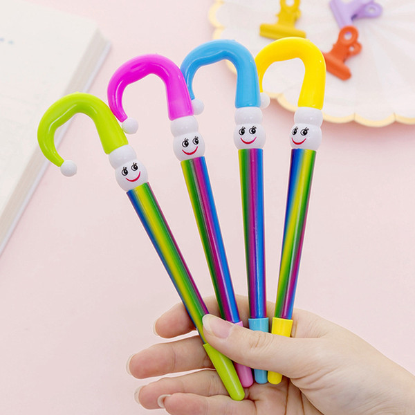 Christmas Gel Pen Snowman Writing Pens Umbrella Gel Pens Rainbow Color Plastic Christmas Gift Party Favors