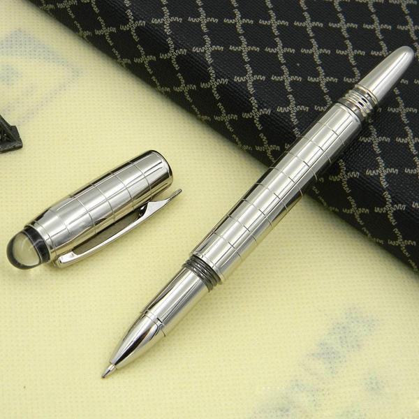 Wholesale - Luxury Silver Checker HOT Rollerball Pen M Crytal Top Metal Roller ball Pens + 1 free pen refills