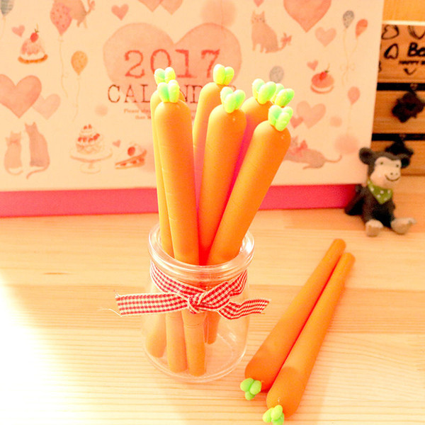 Cute Carret Gel Pen Creative Black Ink Signature Pen Student Stationery Children Kids Gift Office School Supplies