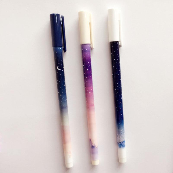 Wholesale- I47 3X Fantastic Galaxy Star Sky Long Handle Gel Pen Writing Signing Pen School Office Supply Student Stationery Kids Rewarding