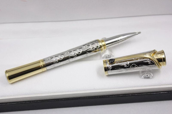 luxury monte rollerball pen ,Collection Princesse Grace de Monaco golden clip silver carving pen with series number