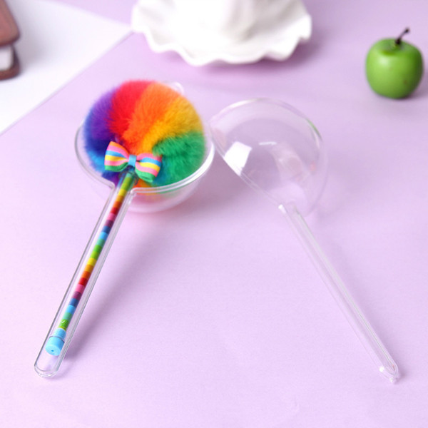 20pcs/set Promotional Kawaii creative color gel pens with fluffy ball for decoration stationery School supplies