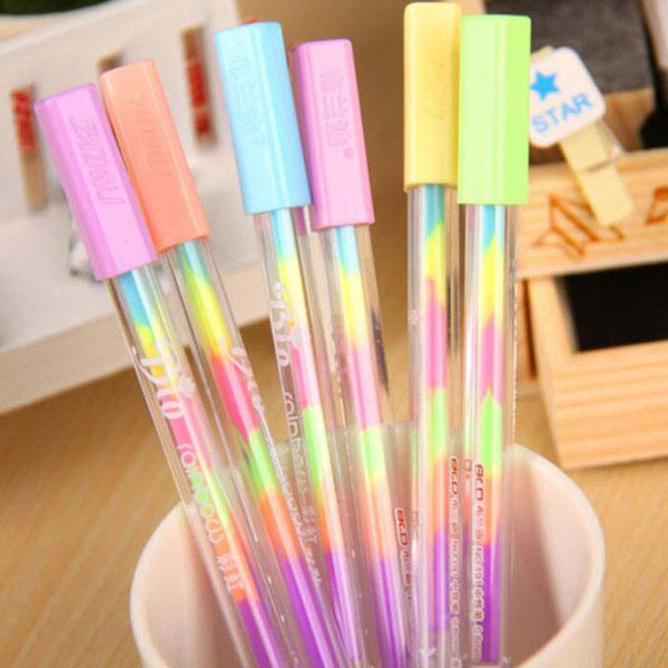 Fashion 20pcs/lot 6 in 1 Colorful Gel Pens Gift Pen Writing Pens Signing Pen School Office Supplies Papelaria