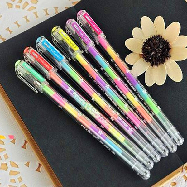 50 pcs/lot Cute 6 in 1 Color Rainbow pen South Korea Stationery Novelty Multi color Highlighter marker pen Creative School Supplies