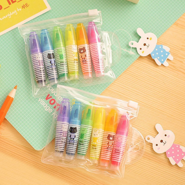 6 pcs/set colorful highlighters set mini marker pen Paint Drawing Liquid Chalk Stationery School Office Supply Student Kids Gift