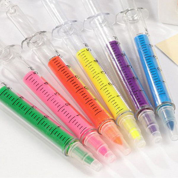 Creative Syringe Injection Highlighter Marker Pen Hospital Doctor Nurse Student Stationery Children Kids Gift Office School Supplies