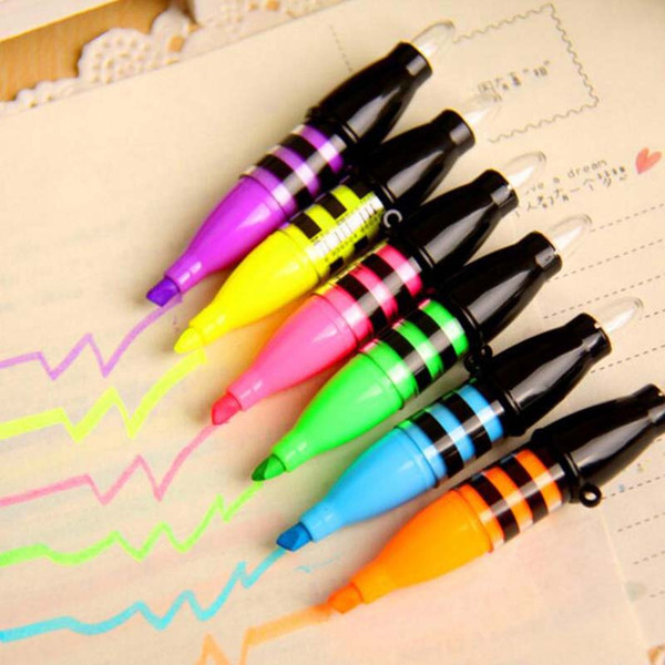 6 pcs/Lot Highlighter 6 Colors Pens DIY Drawing Marker Pen Stationery Office Material School Supplies School Christmas Gift Free Shipping