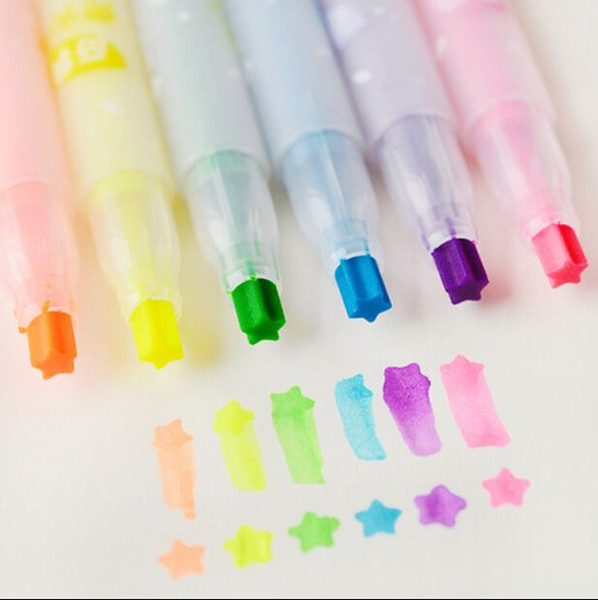 Partysu Pentagram Stamp Water Color Pen Colorful Five-Pointed Star Pen Point Office Supplies Material School JIA245