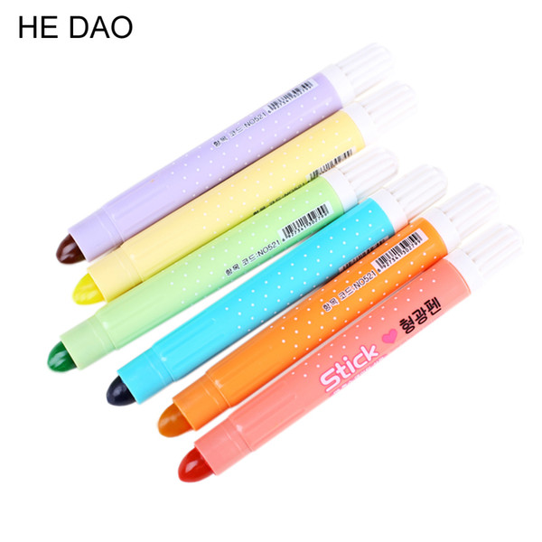 6pcs/lot Cute Gel Highlighter Pen For Reading Book Kawaii Pastel Highlighters Fine Color Pen Escolar Office School Supplies