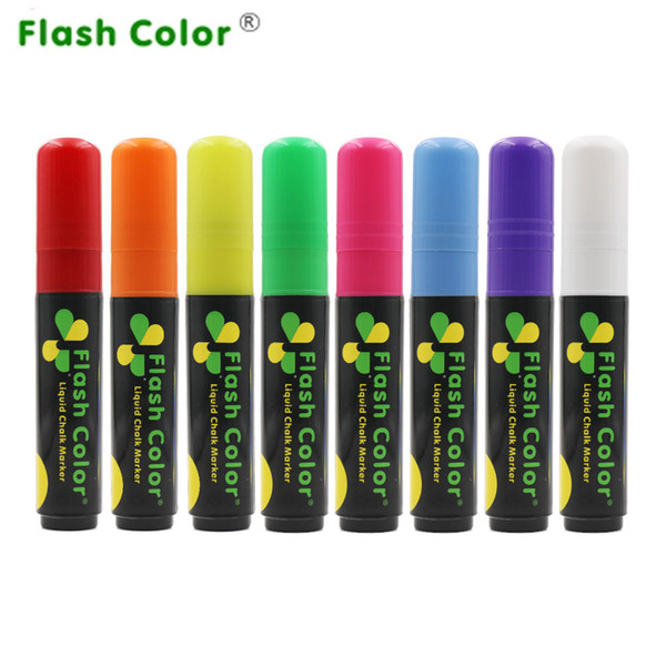 Wholesale-Flashcolor Fluoresecent Color Liquid Chalk Marker Set for LED Writing Board Whiteboard 10mm Neon Board Pen Free Ship