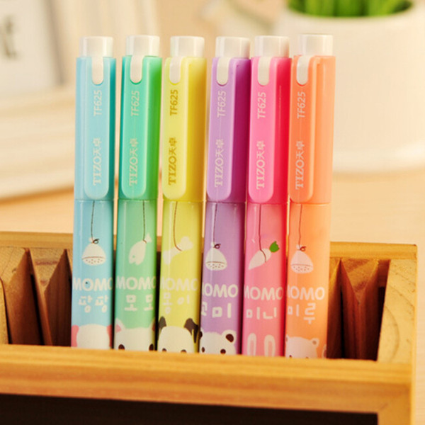 Wholesale- 6 pcs/lot Cartoon Animal Colorful Candy Color Highlighters Markers Pen Gift School Office Supply Stationery