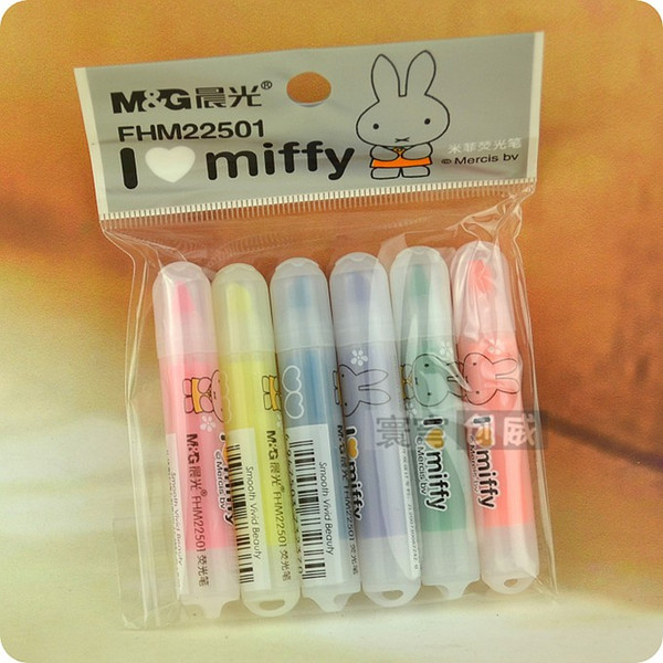 6pcs/set DIY Rabbit Mini Highlighter Pen Marker Pens Kawaii Stationery Material Escolar Papelaria School Supplies For Kids Gift