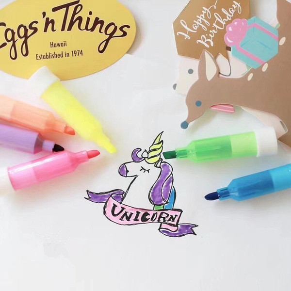 6 pcs Cartoon Unicorn color highlighter pen set Mini Fluorescent marker pens Girl gift Stationary Office School supplies A6351