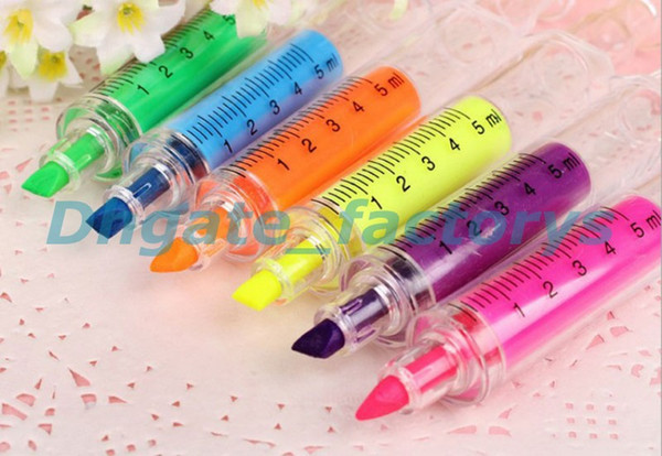 1000pcs/lot 6 COLORS New Syringe Highlight Pen/ Fashion pen wholesale Free Shipping